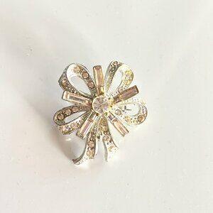 Vintage Rhinestone Bow Brooch Elegant Pin for the Holidays